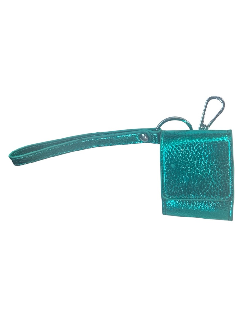 Metallic Teal Wristlet Pouch with Clip